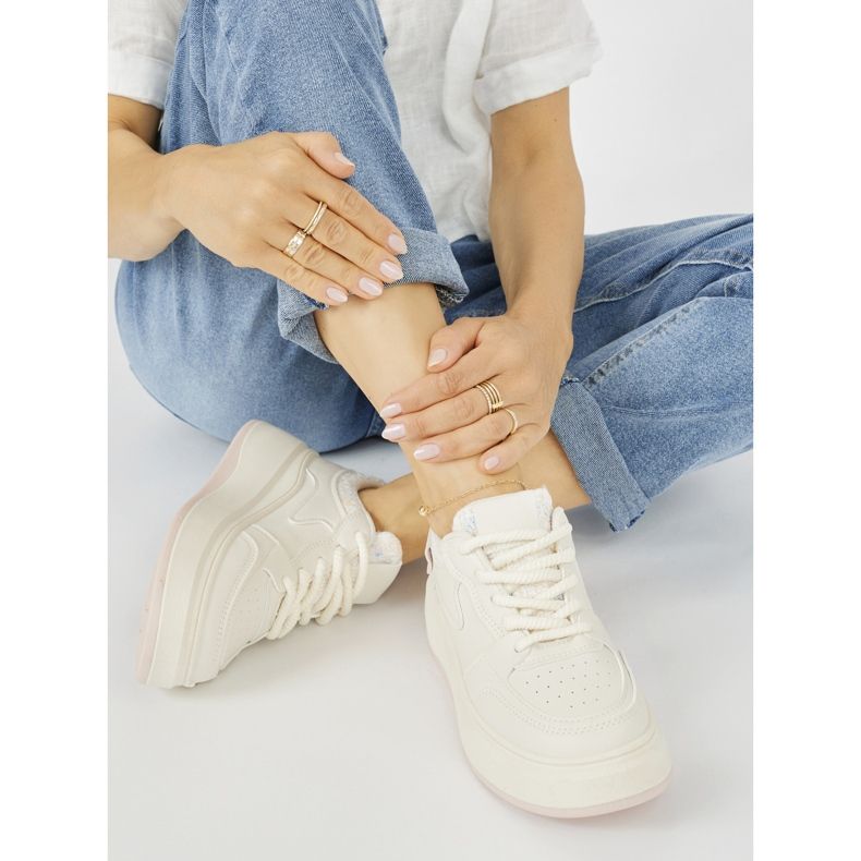 Ženske krem ​​tenisice sa debelim đonom bež 2