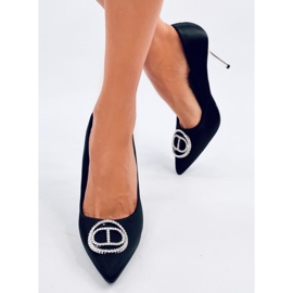 Malconi Crne visoke potpetice s kristalnim ukrasom crna 2