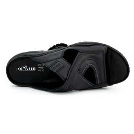 Olivier Muški flip -flops izrađen od prirodne kože 400MP crno crna 3
