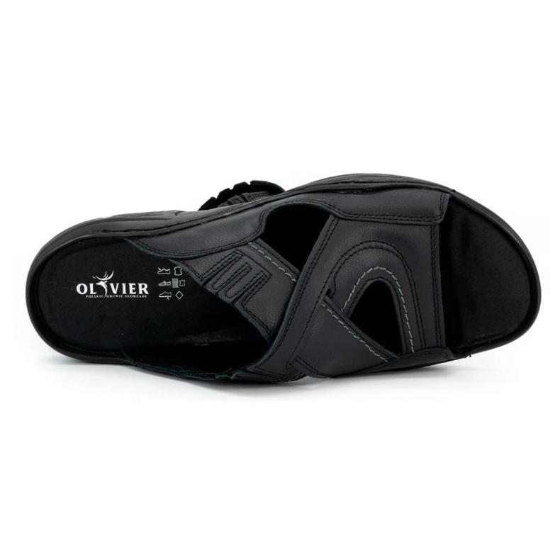 Olivier Muški flip -flops izrađen od prirodne kože 400MP crno crna 3