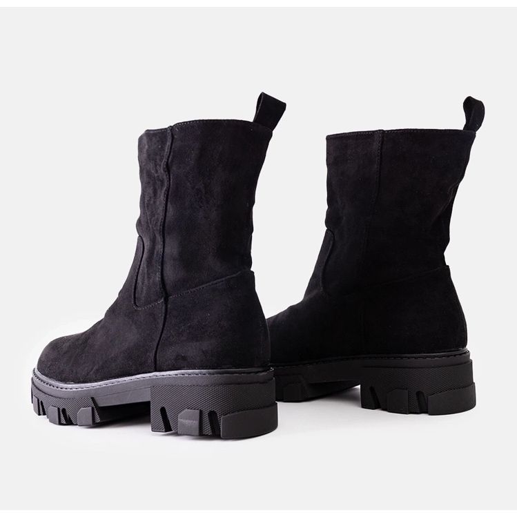 Eleonira crne gležnjače od brušene kože crno 1