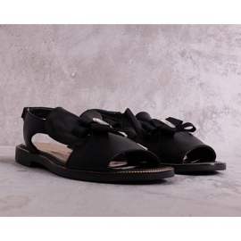 Crne sandale sa mašnom i cirkonima KARINO crno 1