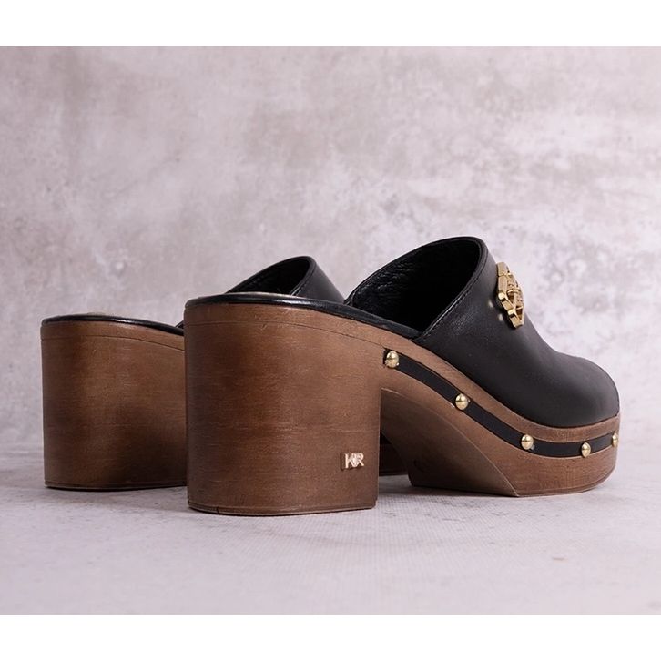 Crne KARINO kožne mule na visoku petu crno 1