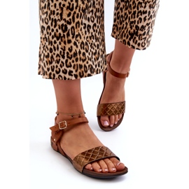 Zazoo 40027 Ženske ravne kožne sandale, bakar smeđa 2