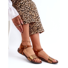 Zazoo 40027 Ženske ravne kožne sandale, bakar smeđa 3