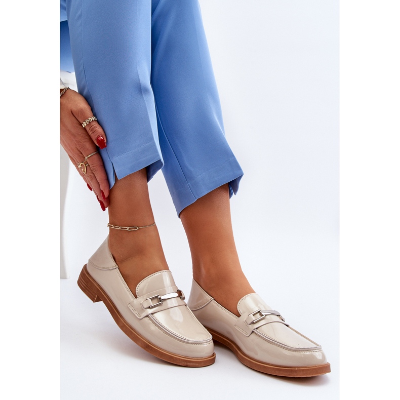 Vinceza Ženske lakirane bež Nurea mokasine 1