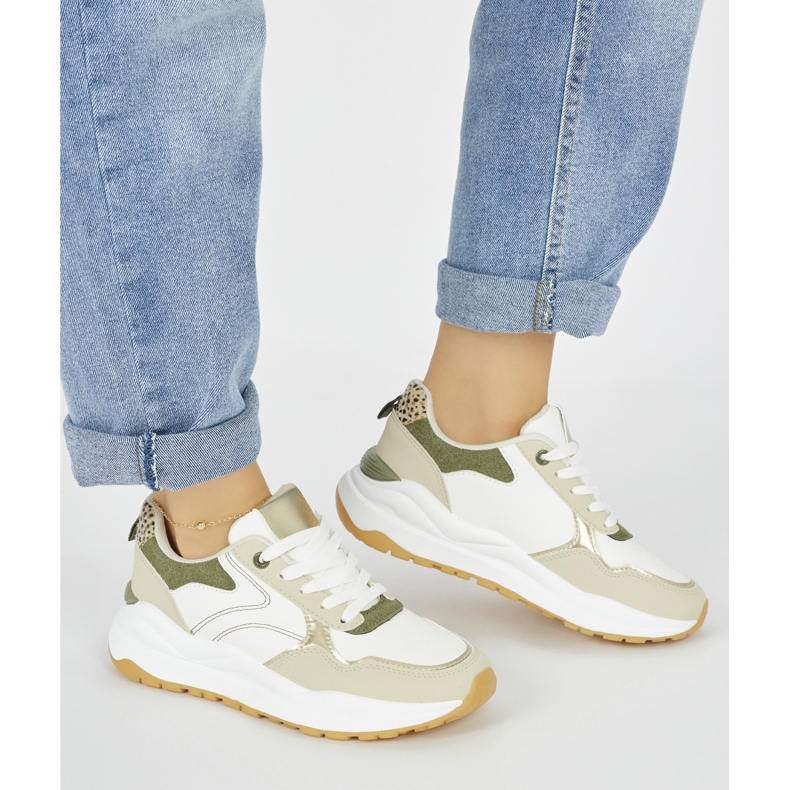 Ženske višebojne sportske cipele s debelim potplatom bijela 1