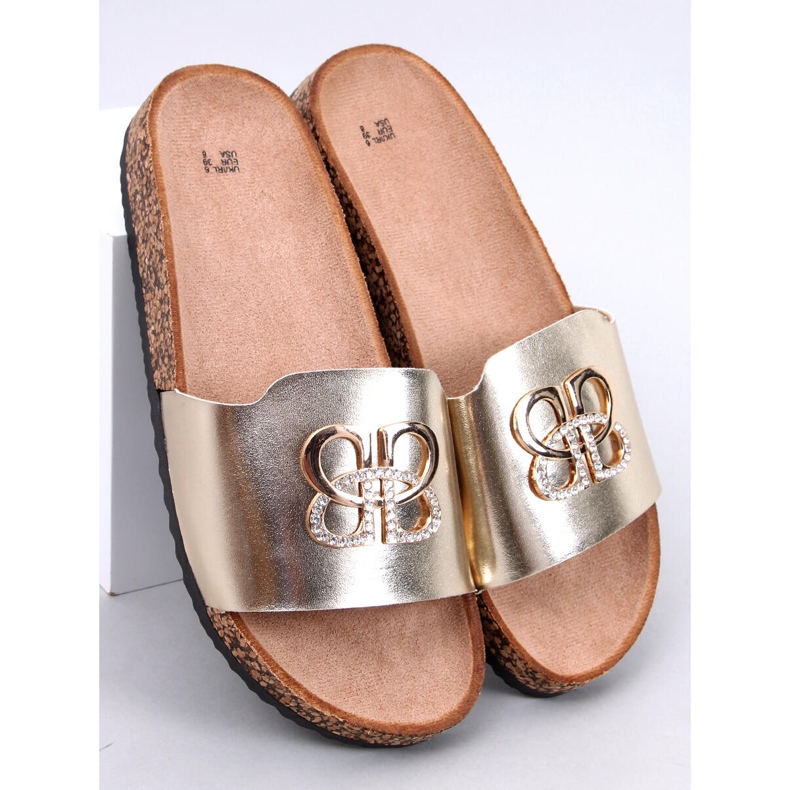 Ibanei LT.GOLD plutene papuče sa kamenčićima zlatna 1