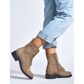 Bež ženske gležnjače na vezanje i nisku petu 2