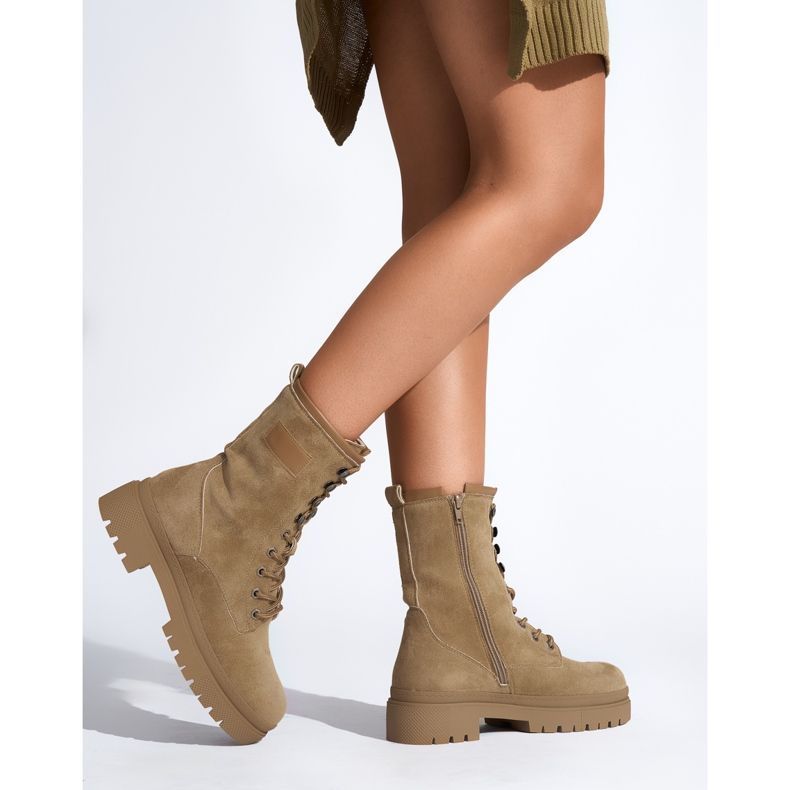 Smeđe ženske gležnjače na vezanje smeđa 2