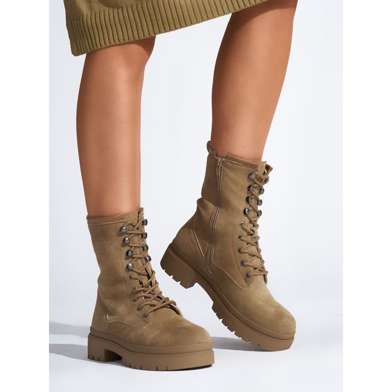 Smeđe ženske gležnjače na vezanje smeđa 1