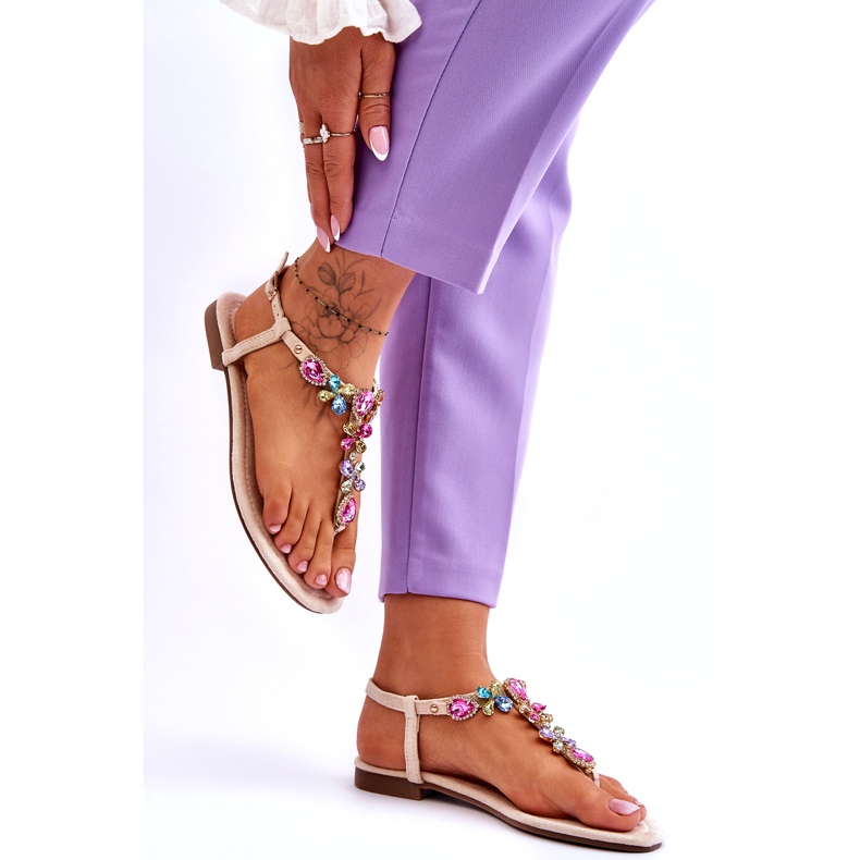 Japanke od antilopa bež boje s kamenčićima 3