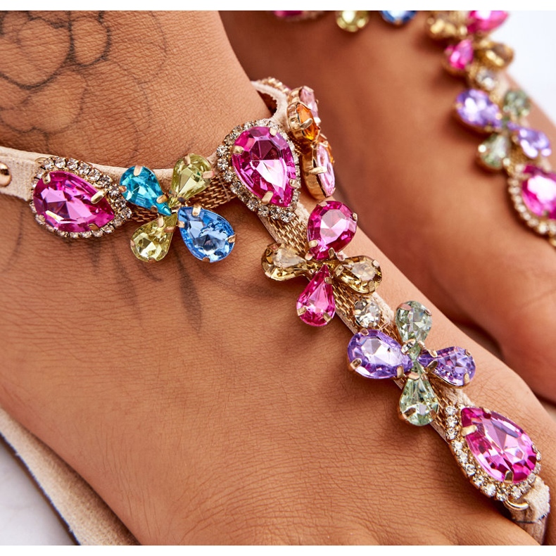 Japanke od antilopa bež boje s kamenčićima 2