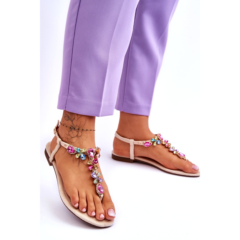 Japanke od antilopa bež boje s kamenčićima 1