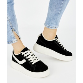 Crne ženske cipele s platformom od brušene kože crna 2