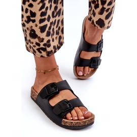 Evento Ženske japanke na plutenoj platformi s kopčama, crna klinesta 2