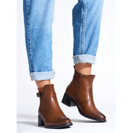 Smeđe ženske gležnjače na nisku petu smeđa 1