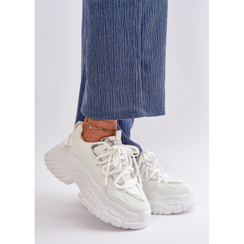 Ženske tenisice na masivnom đonu, bijela nevela 1