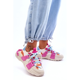 Seastar Modne ženske sportske cipele na vezanje, bež i ružičaste boje 4