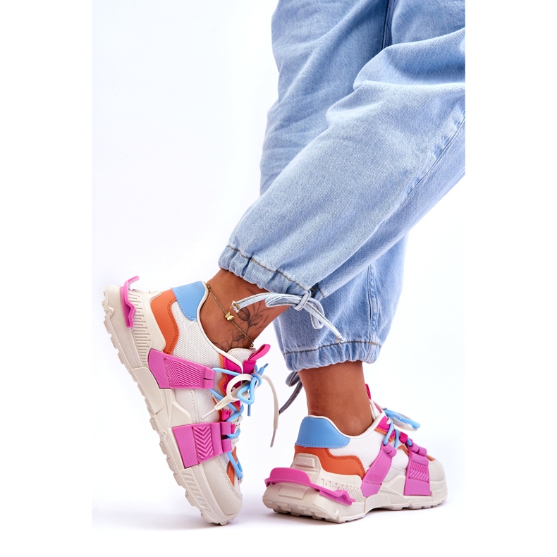 Seastar Modne ženske sportske cipele na vezanje, bež i ružičaste boje 1