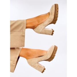 Angela kaki cipele s visokom petom i platformom bež 1