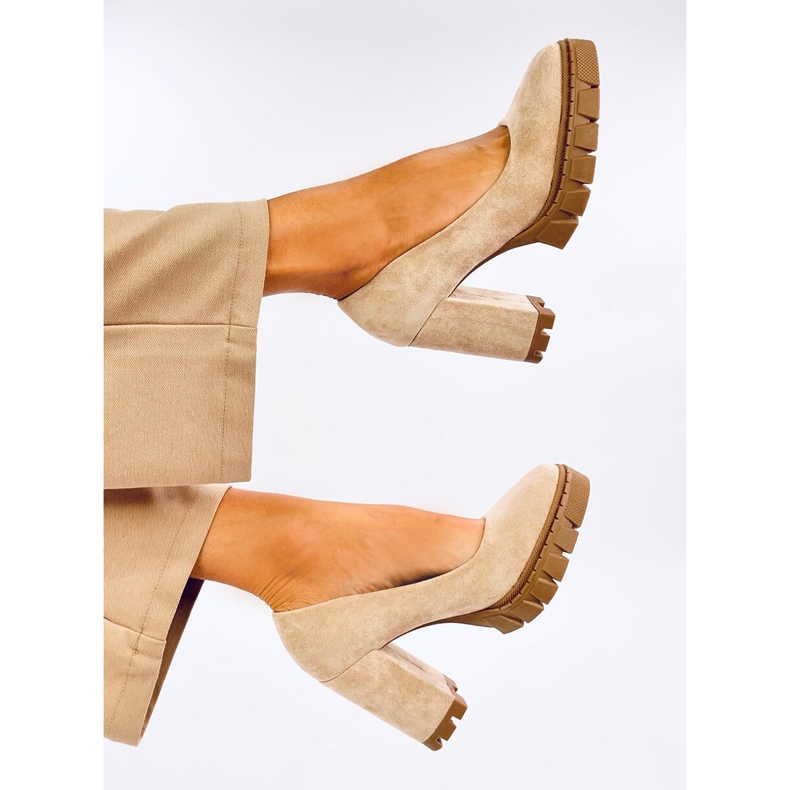 Angela kaki cipele s visokom petom i platformom bež 1