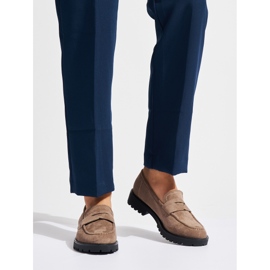 Ženske bež mokasine od brušene kože 1