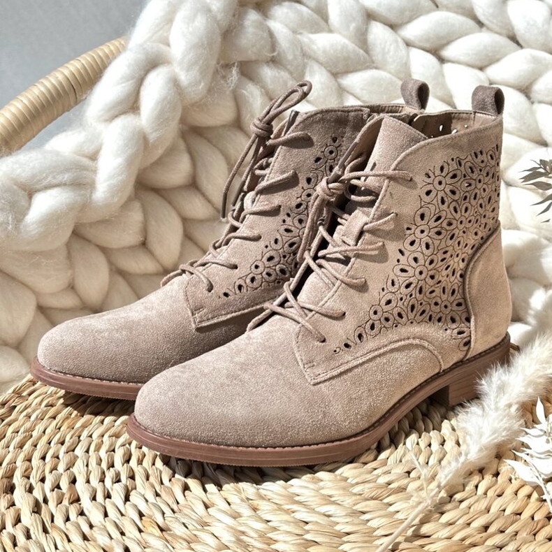 S.barski HY66-136 Ženske gležnjače s uzorkom, svijetlo bež 1