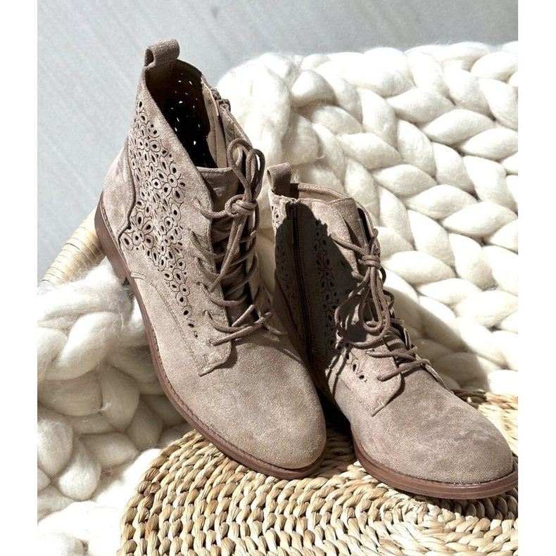 S.barski HY66-136 Ženske gležnjače s uzorkom, svijetlo bež 2