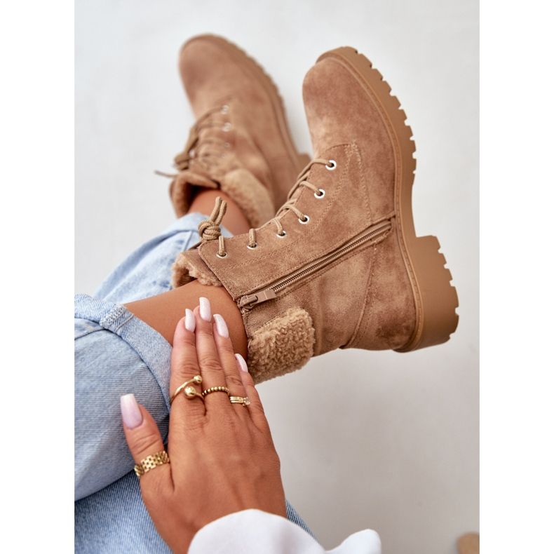 Ženske izolirane radničke čizme s patentnim zatvaračem, smeđe Mivael bež 2