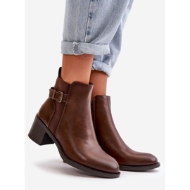 Ženske izolirane čizme na visoku petu s kopčom, smeđe Nevillira smeđa 1