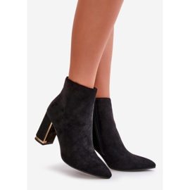 Ženske gležnjače na visoku petu, kopčaju se patentnim zatvaračem, izolirane, eko antilop, crni Mevair crno 1