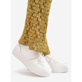 Ženske tenisice s platformom i ukrasnim vezicama, bijela Mistra 1