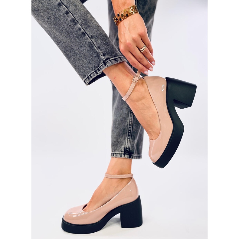 Termet kaki cipele sa širokom petom bež 2