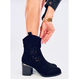 Antares Crne ažurne kaubojske čizme od brušene kože crna 2