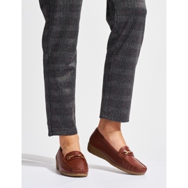 Smeđe ženske mokasine s ukrasom smeđa 2