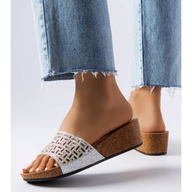 Elitha srebrne sandale na klin srebro 1