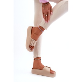 Ženske pjenaste japanke na platformu s kopčom Big Star NN274A666 Bež 3