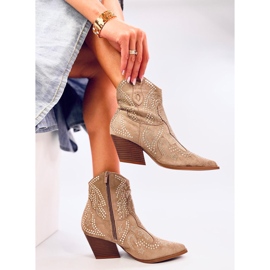 Lorenzo Kaki kaubojske čizme s kamenčićima bež 2