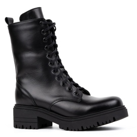 Olivier Ženske visoke kožne čizme 1064 crne crno 1