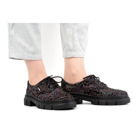 Olivier Ženske kožne cipele sa debelim đonom, cvjetići 1134, tirkiz višebojan 2