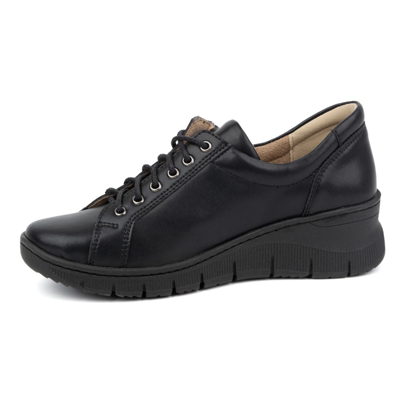 Olivier Ženske kožne cipele sa debelim đonom 1236, crne crno 1