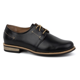 WASAK Ženske kožne cipele na vezanje 0393W, crne crno 1