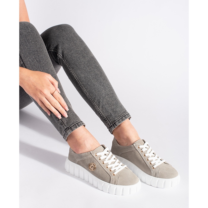 Sive cipele s platformom od antilop kože siva 1