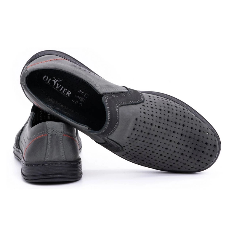 Olivier Muške kožne mokasine za ljeto 713MP sive siva 3