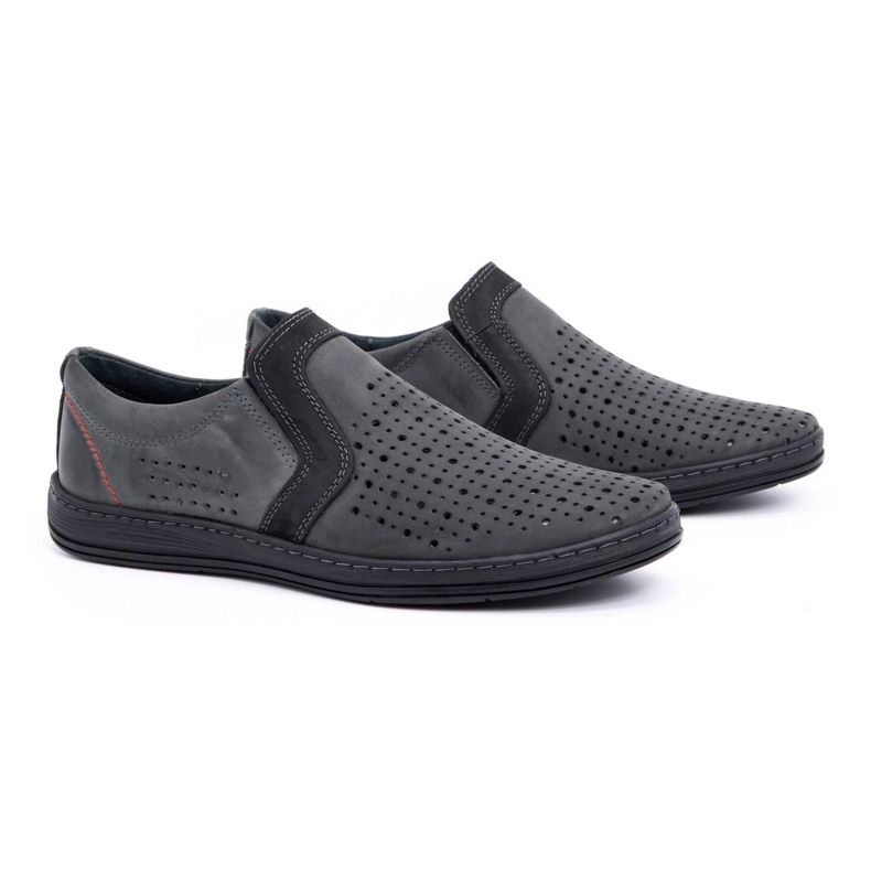 Olivier Muške kožne mokasine za ljeto 713MP sive siva 2