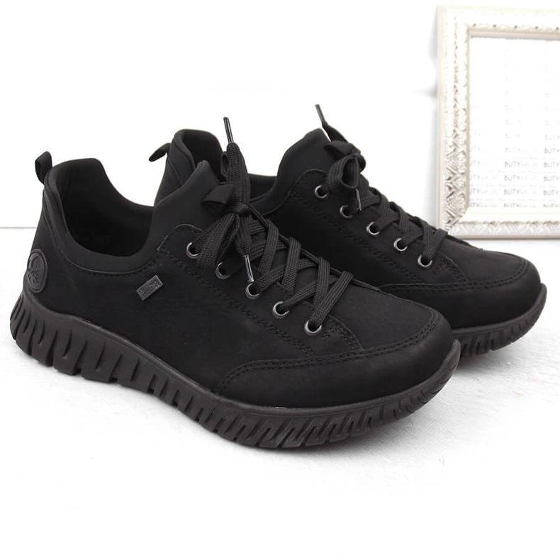 Vodootporne, udobne ženske crne natikače Rieker M5352-00 crno 1