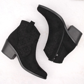 Ženske ažurne kaubojske čizme od brušene kože, crne S.Barski HY42-944 crno 2