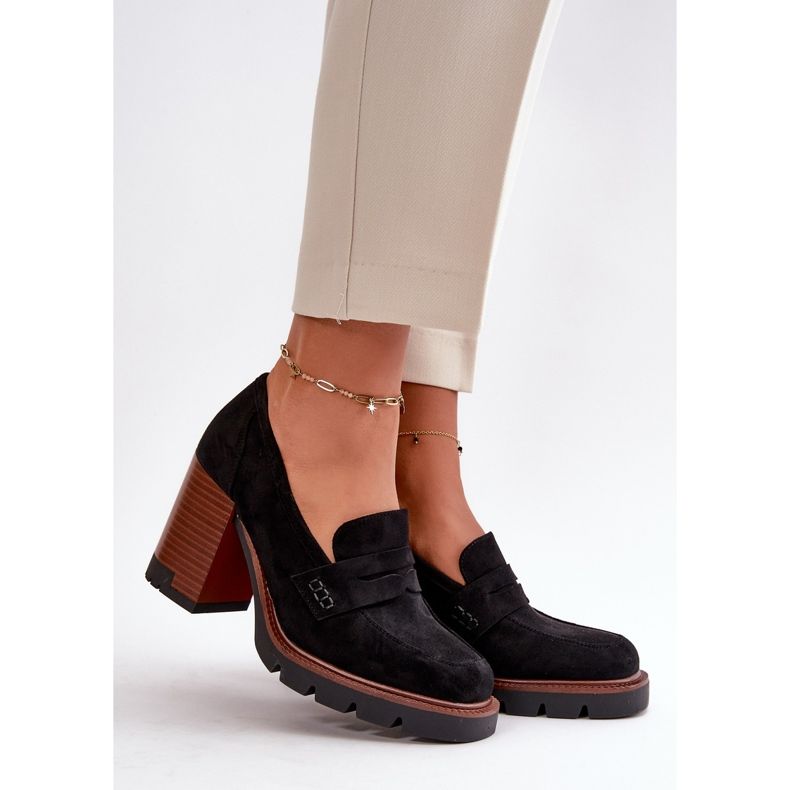 Ženske cipele na visoku petu od eko antilop crne Vinceza 58105 crna 1