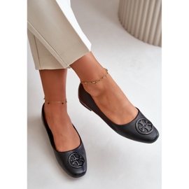 Ženske balerinke s ukrasom, eko koža, crni Rhodike crna 2